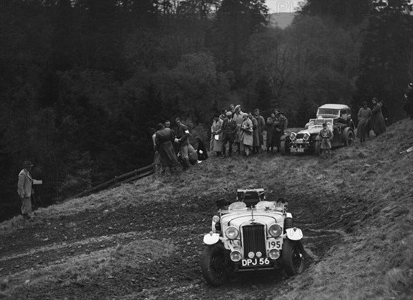 Talbot 10 sports of DH Perring competing in the MCC Edinburgh Trial, Roxburghshire, Scotland, 1938. Artist: Bill Brunell.