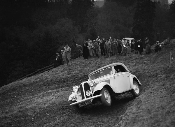 Frazer-Nash BMW of LEC Hall competing in the MCC Edinburgh Trial, Roxburghshire, Scotland, 1938. Artist: Bill Brunell.