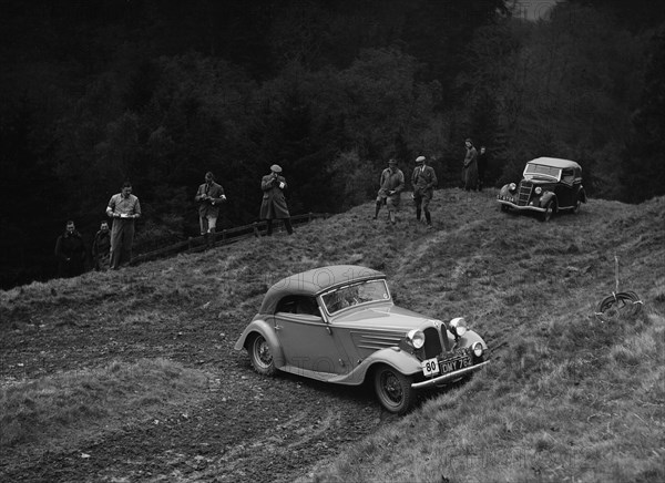 Frazer-Nash BMW of EB Wadsworth competing in the MCC Edinburgh Trial, Roxburghshire, Scotland, 1938. Artist: Bill Brunell.