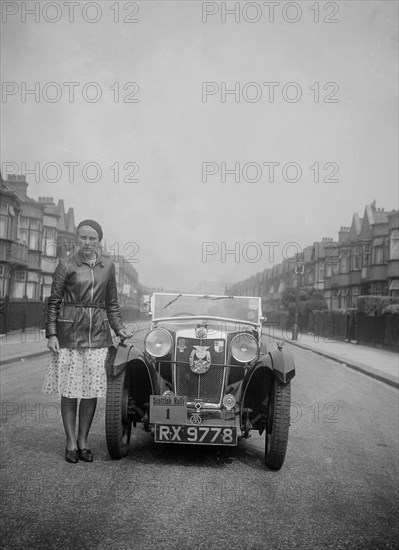 Kitty Brunell with her MG Magna at the RSAC Scottish Rally, 1932. Artist: Bill Brunell.