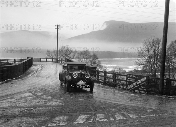 Talbot 14/45 of Kitty Brunell competing in the Monte Carlo Rally, near Strathpeffer, Scotland, 1929. Artist: Bill Brunell.