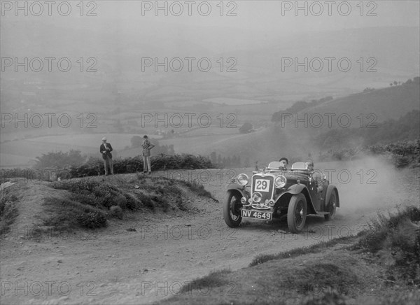 Singer competing in the Barnstaple Trial, c1935. Artist: Bill Brunell.