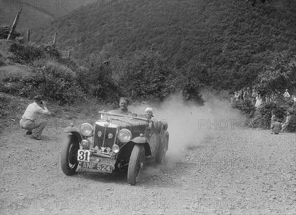 MG Magnette competing in the Barnstaple Trial, c1935. Artist: Bill Brunell.