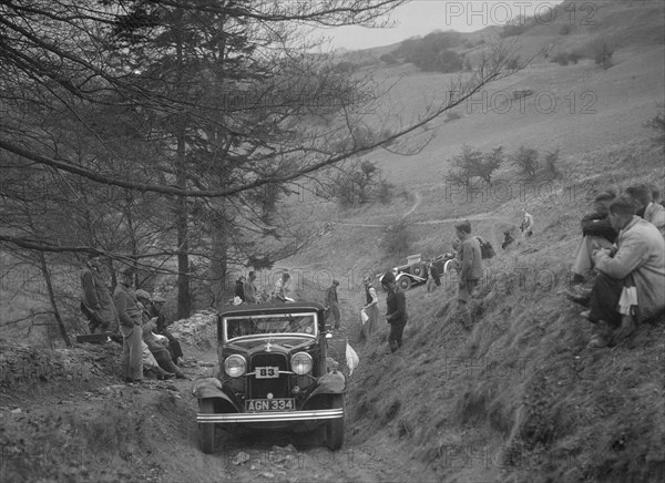 Ford V8 of Miss V Wild competing in the MG Car Club Abingdon Trial/Rally, 1939. Artist: Bill Brunell.