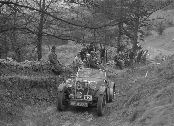 Singer Le Mans competing in the MG Car Club Abingdon Trial/Rally, 1939. Artist: Bill Brunell.