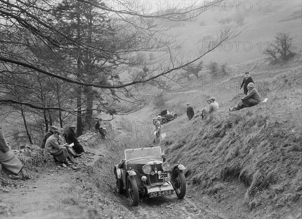 MG J2 competing in the MG Car Club Abingdon Trial/Rally, 1939. Artist: Bill Brunell.