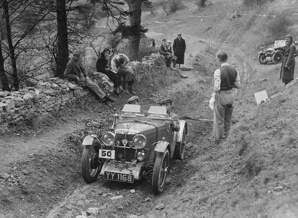 MG J2 of Kenneth Evans competing in the MG Car Club Abingdon Trial/Rally, 1939. Artist: Bill Brunell.