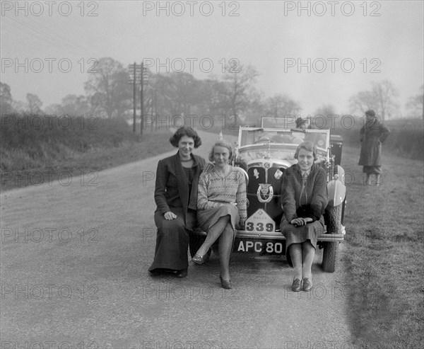AC 4-seater tourer of Kitty Brunell, winner of Class 2 in the RAC Rally, 1933. Artist: Bill Brunell.