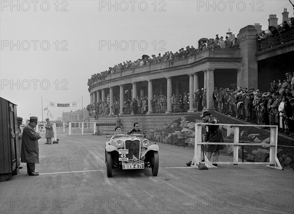 Singer of DE Harris competing in the Blackpool Rally, 1936. Artist: Bill Brunell.