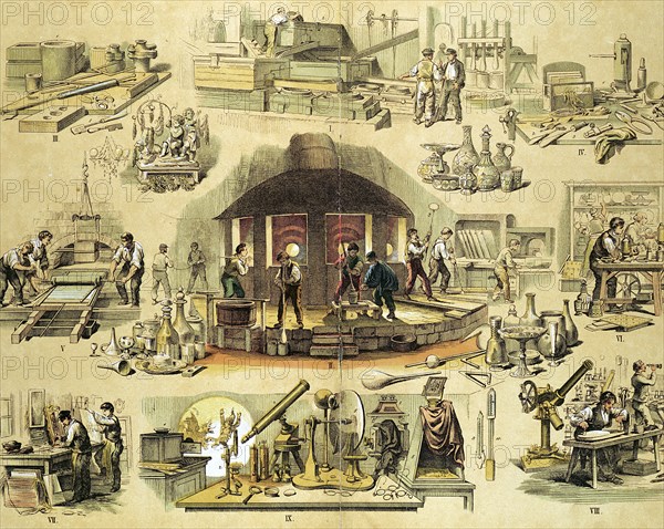 Glass manufacturing, c1870. Artist: Unknown