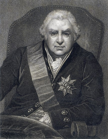 Joseph Banks, President of the Royal Society (PRS), botanist, 1800s. Artist: Thomas Philips