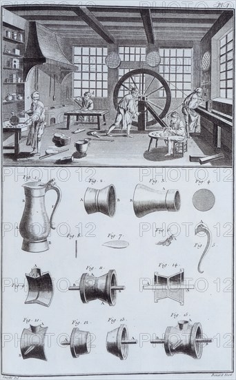 Pewter-making, c1750s. Artist: Unknown