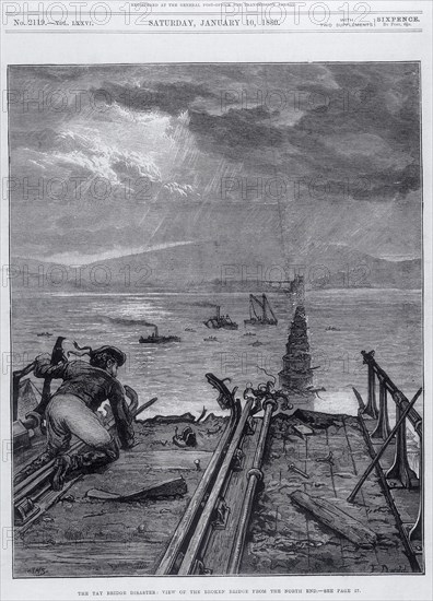 Tay Bridge disaster, Scotland, 28 December 1879. Artist: Frank Dadd Artist: Unknown
