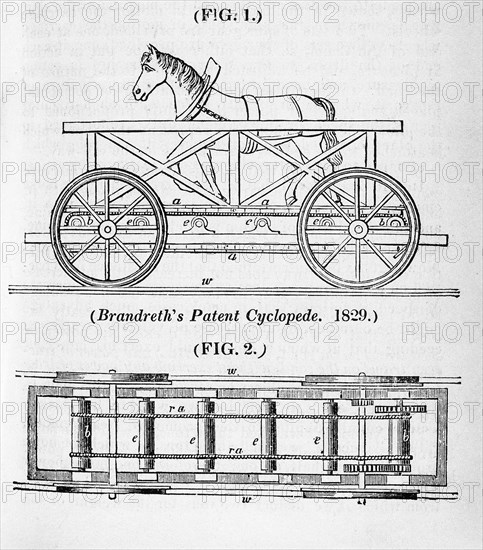 Brandreth's horse powered locomotive 'Cycloped', 1829. Artist: Unknown
