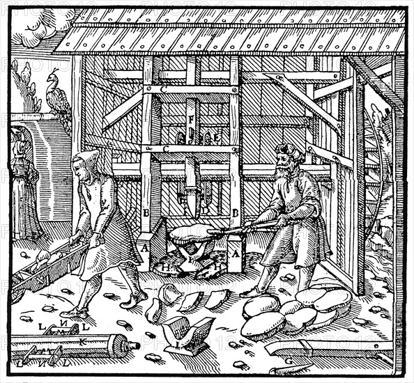 Stamp for breaking copper cupellation cakes for further refining, 1556. Artist: Unknown