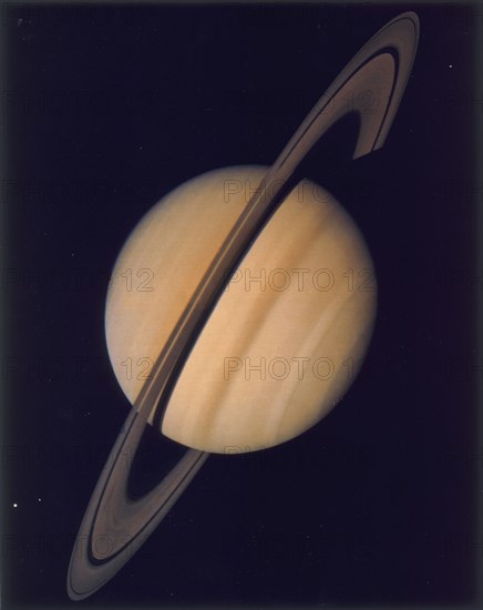 Full view of Saturn and her rings, 1980. Artist: Unknown