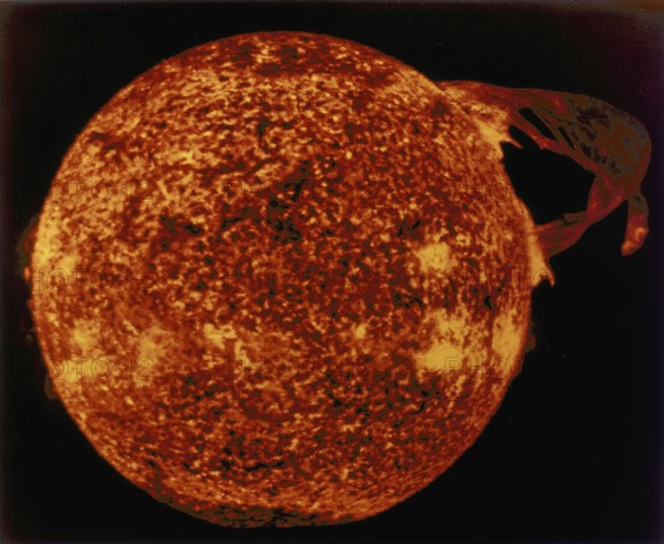 Large solar prominence in extreme ultraviolet light, 1973. Artist: Unknown