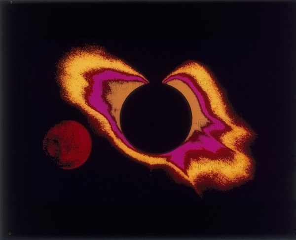 False colour photograph of the sun and the moon, c1970s. Artist: Unknown