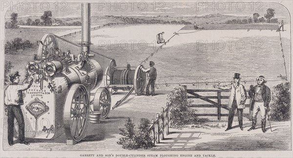 'Garrett & Son's Double-Cylinder Steam Ploughing Engine and Tackle', c1862. Artist: Unknown