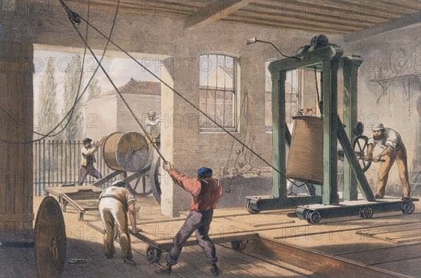 Telegraph wire at the Greenwich works, c1865. Artist: Unknown
