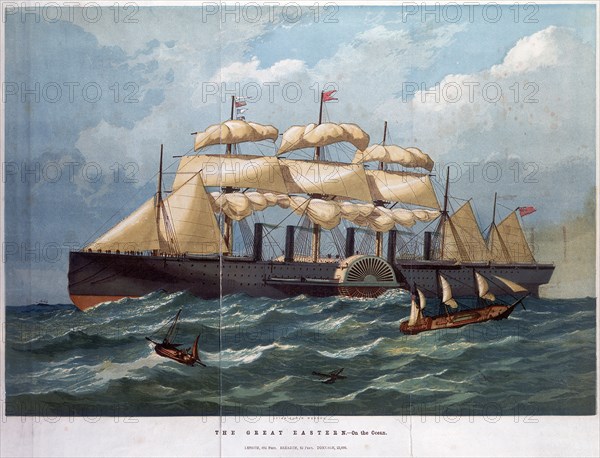 PSS 'Great Eastern on the ocean', 1858. Artist: Unknown