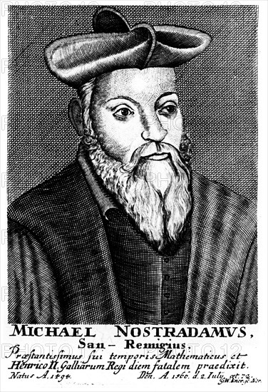 Nostradamus, 16th century French physician and astrologer, 1725. Artist: Unknown