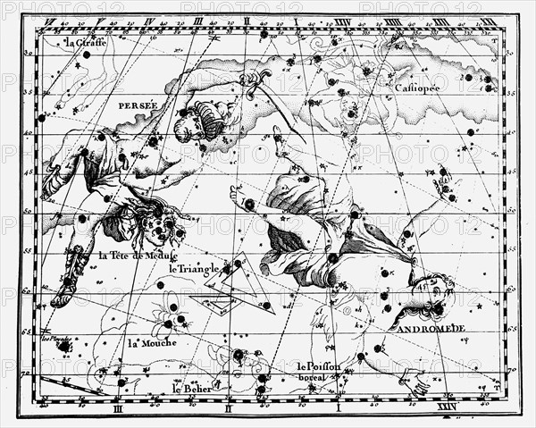 Map of stellar constellations, 1775. Artist: Anon
