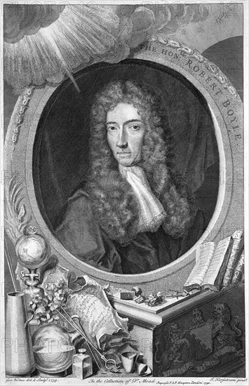 Robert Boyle, 17th century Irish chemist and physicist, 1739.  Artist: George Vertue