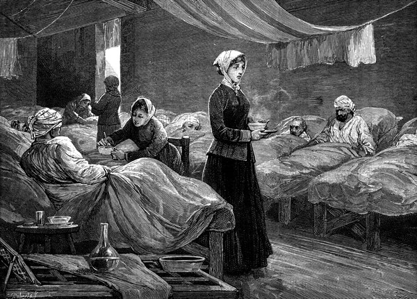 Florence Nightingale in the barrack hospital at Scutari, c1880. Artist: Unknown
