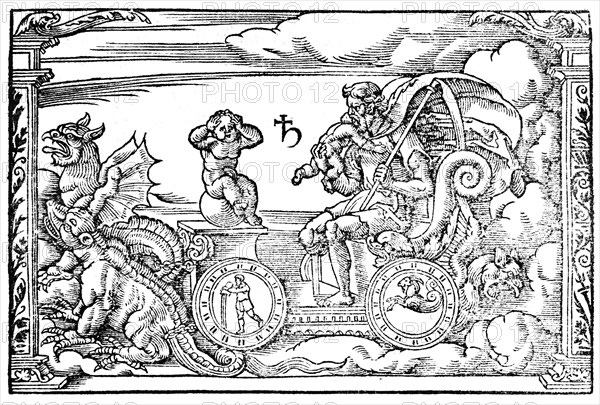 Saturn, Roman god of time, 1569. Artist: Anon