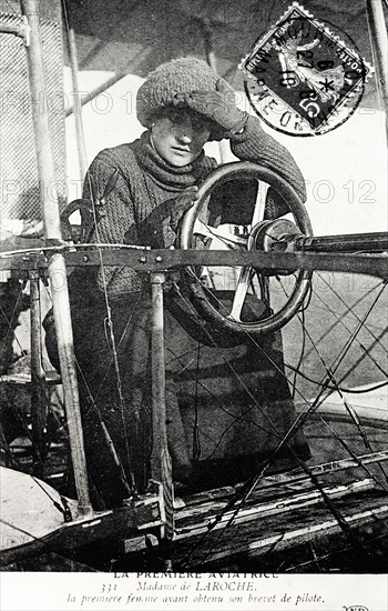Baroness Raymonde Delaroche, French aviator, 1909. Artist: Unknown