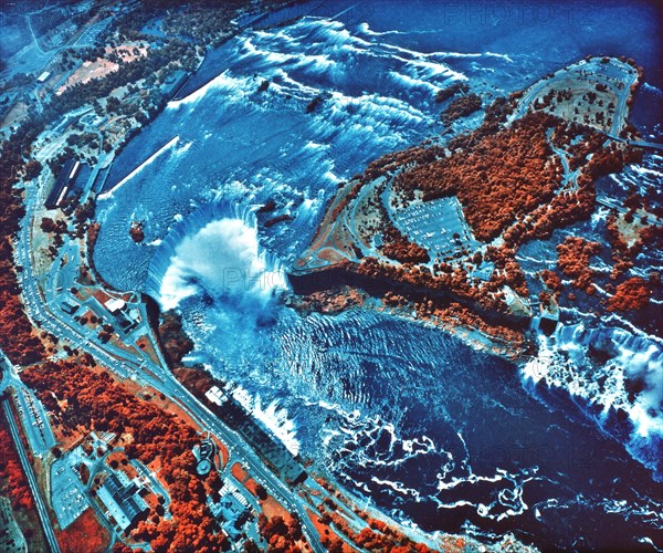 Infrared photograph of Niagara Falls taken from NASA Earth Survey 2 aircraft. Artist: Unknown