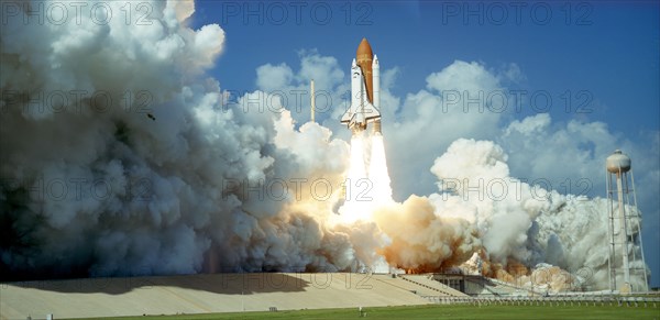Launch of Space Shuttle Challenger from Kennedy Space Center, Florida, USA, 1985. Artist: Unknown