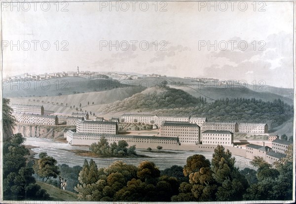 New Lanark Mills, Scotland, c1815. Artist: Unknown