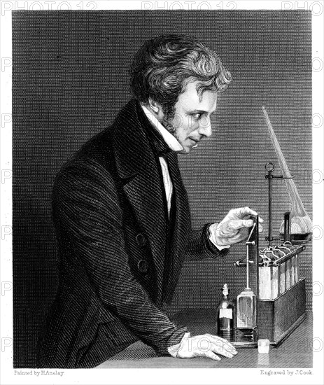 Michael Faraday, British chemist and physicist, c1845. Artist: J Cook