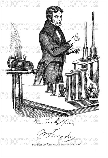 Michael Faraday lecturing at the Royal Institution, London, c1835. Artist: Unknown