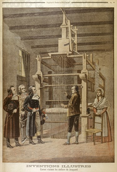 Joseph Marie Jacquard, showing his loom to Lazare Carnot, Lyon, France, 1801 (1901). Artist: Unknown