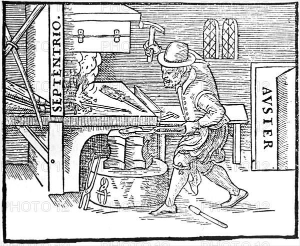 Forging a magnet, 1600. Artist: Unknown