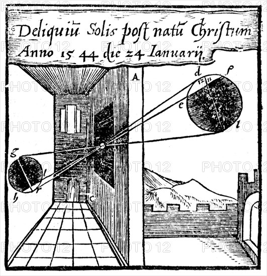 Camera obscura, 1561. Artist: Unknown