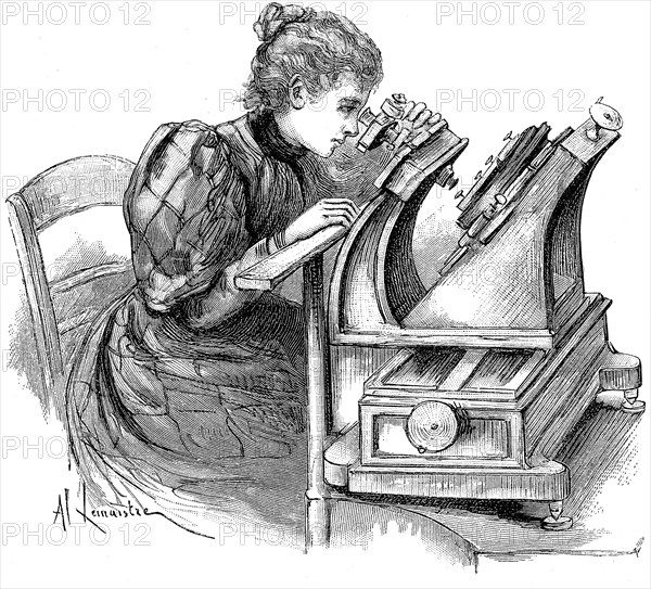 Plate measuring microscope, 1895. Artist: Unknown