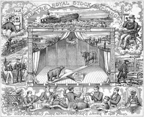 New Year greetings from stockbrokers Mercer Locock to their clients, 1894. Artist: Unknown