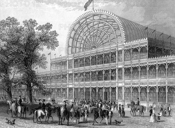 Exterior of the north transept of the Crystal Palace, London, built for the Great Exhibition, 1851. Artist: Unknown