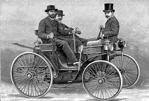 Armand Peugot's first motor car, 1890. Artist: Unknown