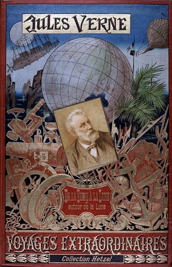 Cover of De la Terre a la Lune and Autour de la Lune, by Jules Verne, c1896. Artist: Unknown