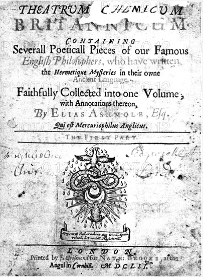 Title page of Elias Ashmole's Theatrum Chemicum Britannicum, 1652. Artist: Unknown