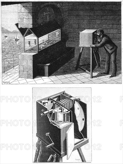 Etienne Jules Marey (1830-1903), with cine camera, 1903. Artist: Unknown