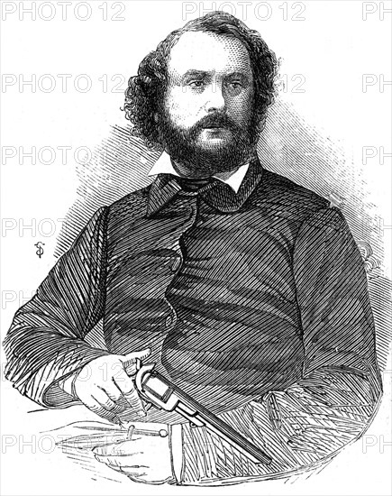 Samuel Colt (1814-1862), inventor of the Colt revolver, 1856. Artist: Unknown