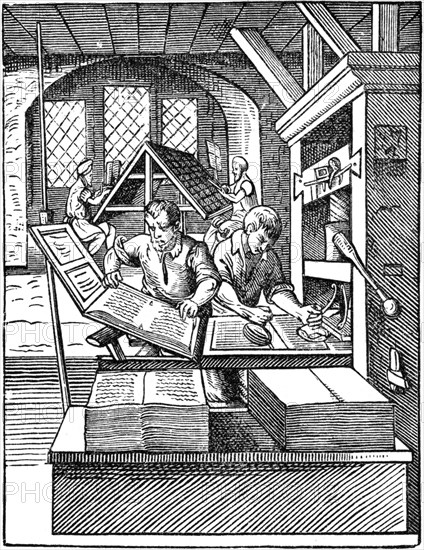 'The Printer's Workshop', 1568.   Artist: Jost Amman