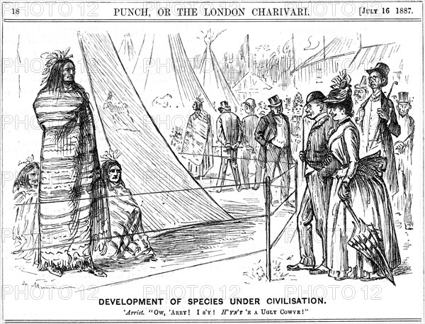 George du Maurier cartoon from Punch illustrating Darwinism, 1887. Artist: George du Maurier