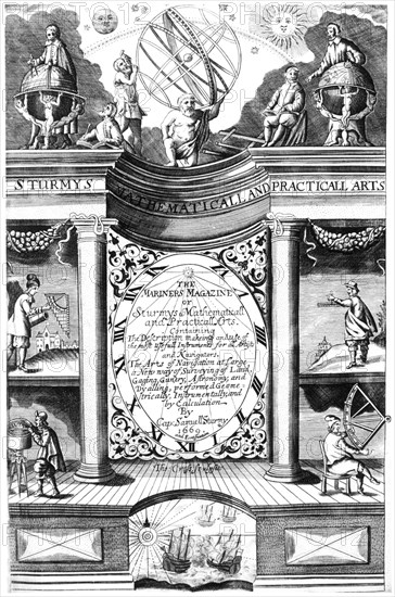 Title page of Samuel Sturmy, Mariners Magazine, London, 1669. Artist: Samuel Sturmy